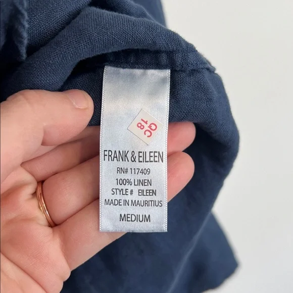 Frank & Eileen Linen Set Eileen Button Down and Pull On Pant in Blue - Medium - Picture 9 of 16